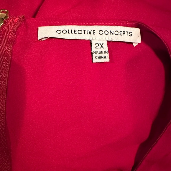 Collective Concepts 2X red polyester sleeveless Vneck flowy blouse - Picture 3 of 4